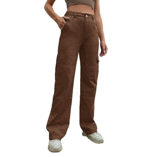 Damen Hochtaillierte Utility-Cargo-Hose im Wide‑Leg aus robustem Denim Shop Nory