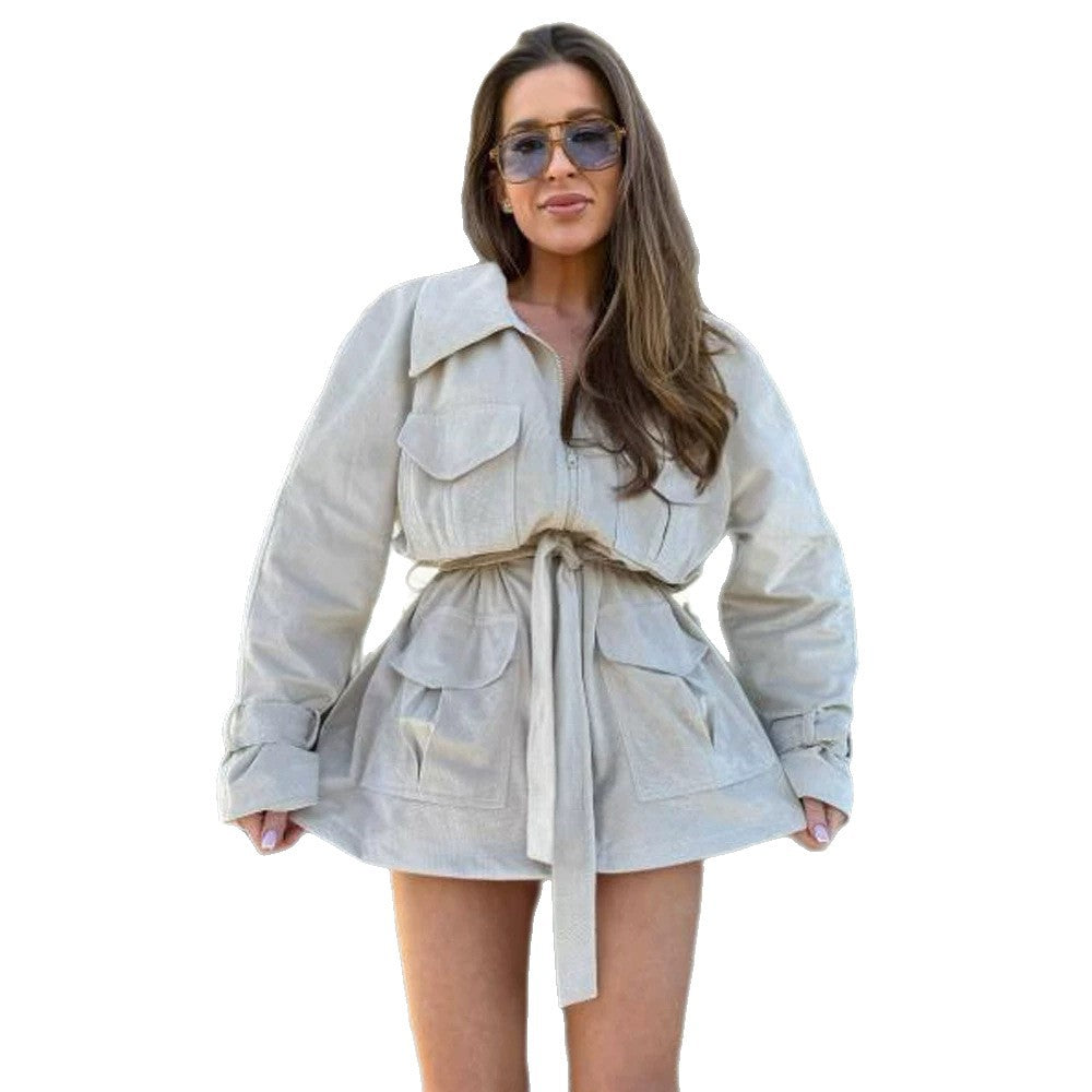 Damen Kurzjacke im Utility‑Shacket‑Stil mit Taillenzug Shop Nory
