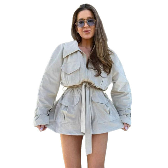 Damen Kurzjacke im Utility‑Shacket‑Stil mit Taillenzug Shop Nory