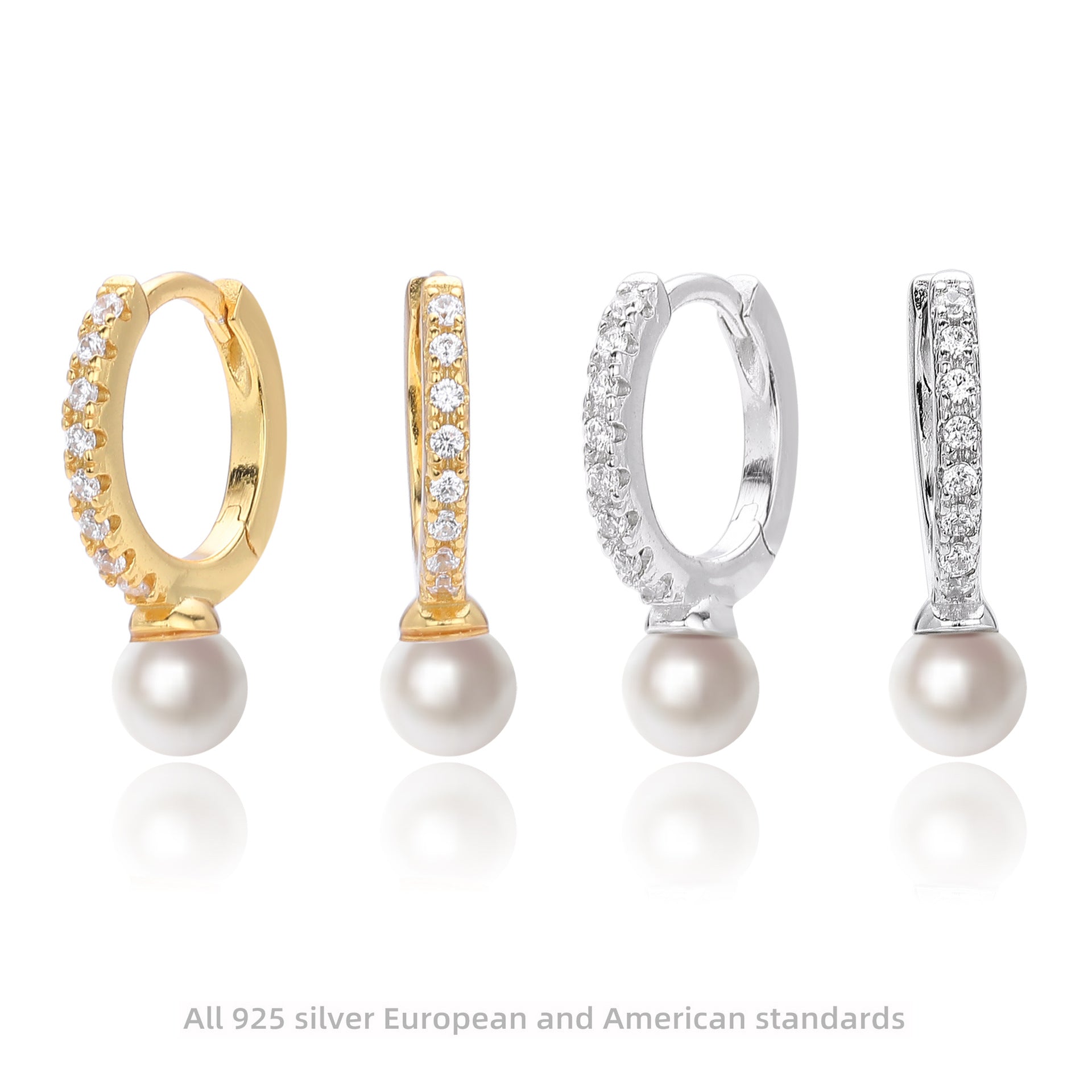Damen Ohrhänger mit strahlendem Zirkonbesatz und perlenartigen Anhängern Shop Nory