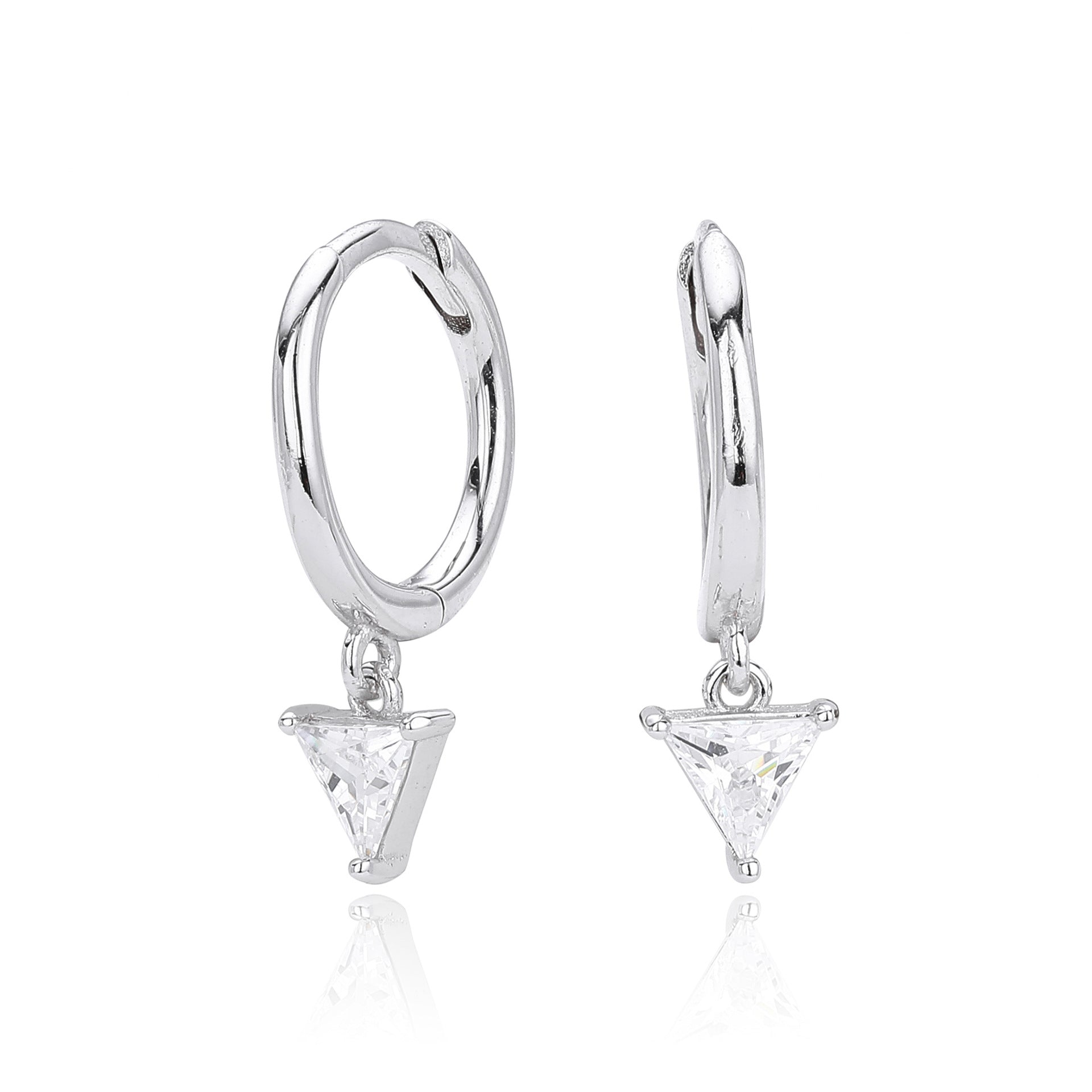 Damen Ohrhänger mit elegantem Dreiecks-Zirkonanhänger aus 925 Sterling Silber Shop Nory