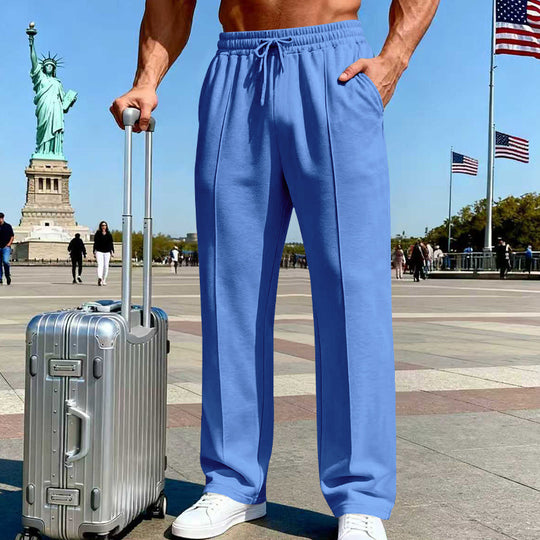 Herren Weite Travel-Loungehose mit Bügelfalte, elastischem Tunnelzug und seitlichen Eingrifftaschen Shop Nory
