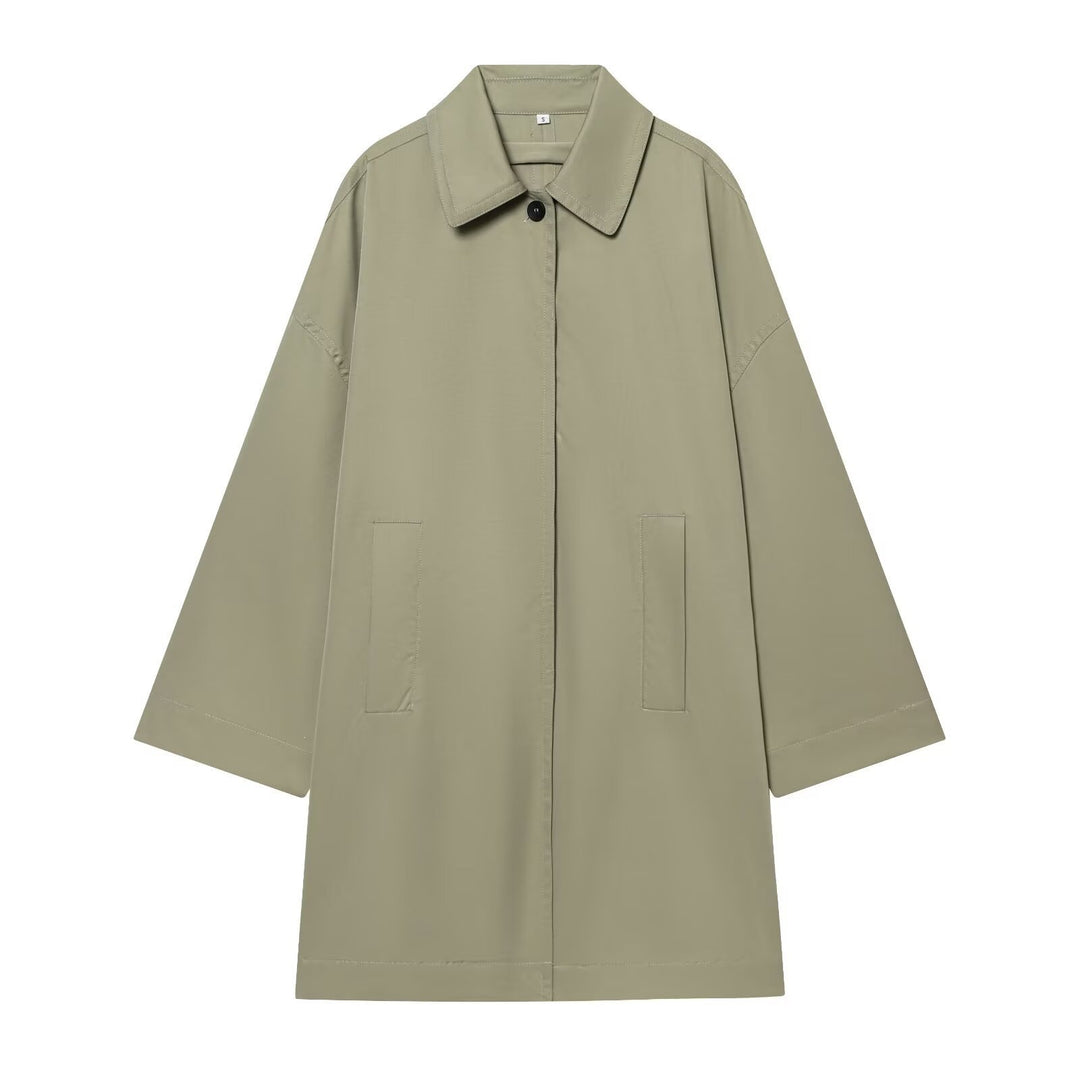 Damen Weitgeschnittener Cape‑Mantel mit verdeckter Knopfleiste und aufgesetzten Taschen Shop Nory