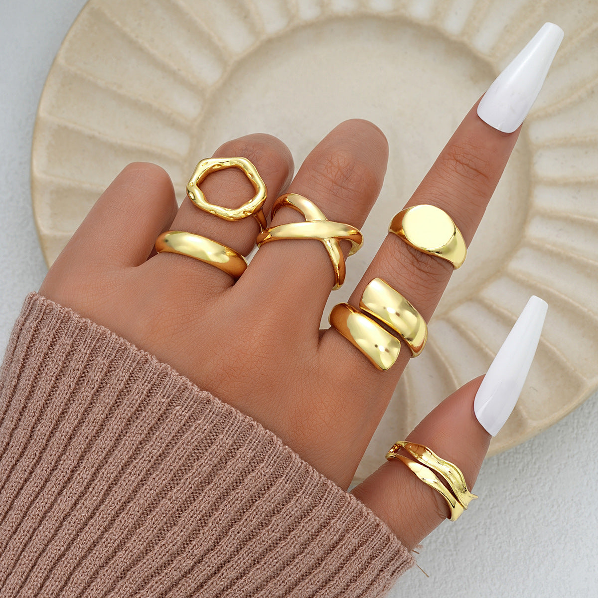 Damen Ring-Set mit künstlerischem und modernem Design Shop Nory
