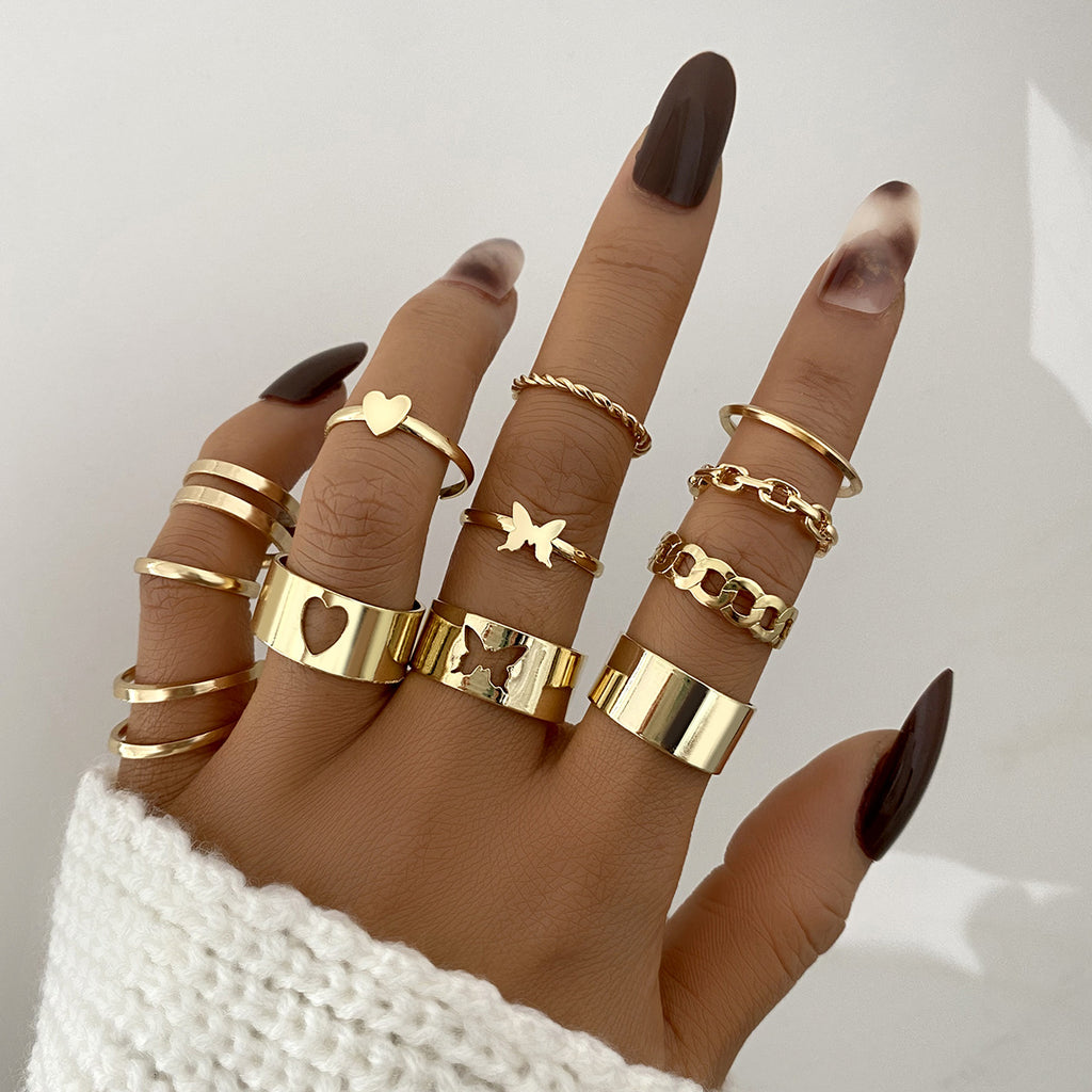 Damen Ring-Set mit abwechslungsreichen Designs und kreativen Details Shop Nory