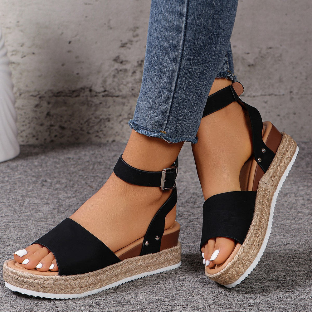 Damen Wedge-Sandaletten mit elegantem Riemen-Design und komfortablem Fußbett