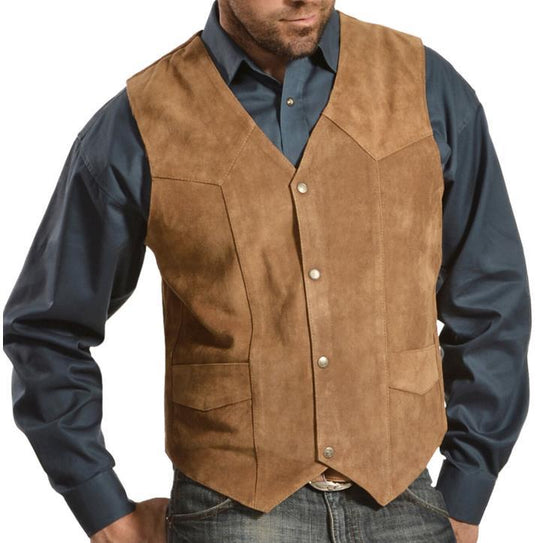 Herren Wildlederweste im rustikalen Look mit praktischen Taschen