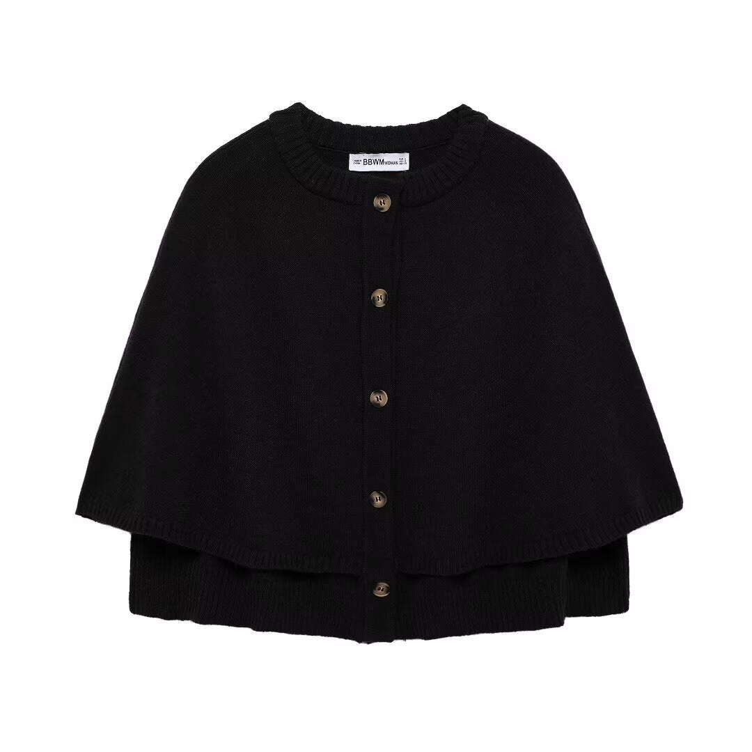 Damen Cape-Cardigan mit Knopfleiste und zweilagigem Umhang Shop Nory