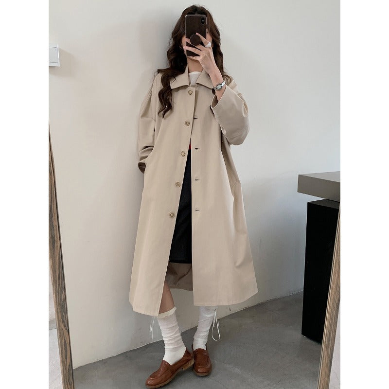 Damen Langer Oversize-Mantel im Trenchstil mit weitem Schnitt und klassischem Revers Shop Nory