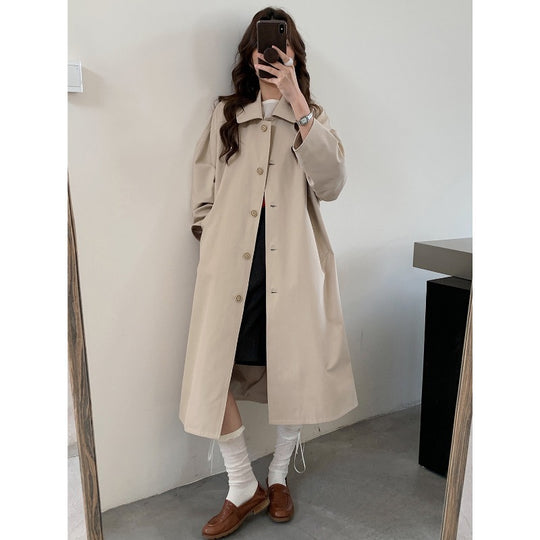 Damen Langer Oversize-Mantel im Trenchstil mit weitem Schnitt und klassischem Revers Shop Nory