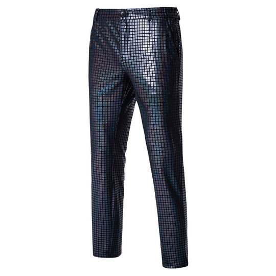 Herren Slim-Fit Anzughose mit glänzender Paillettenoptik und feinem Karomuster Shop Nory