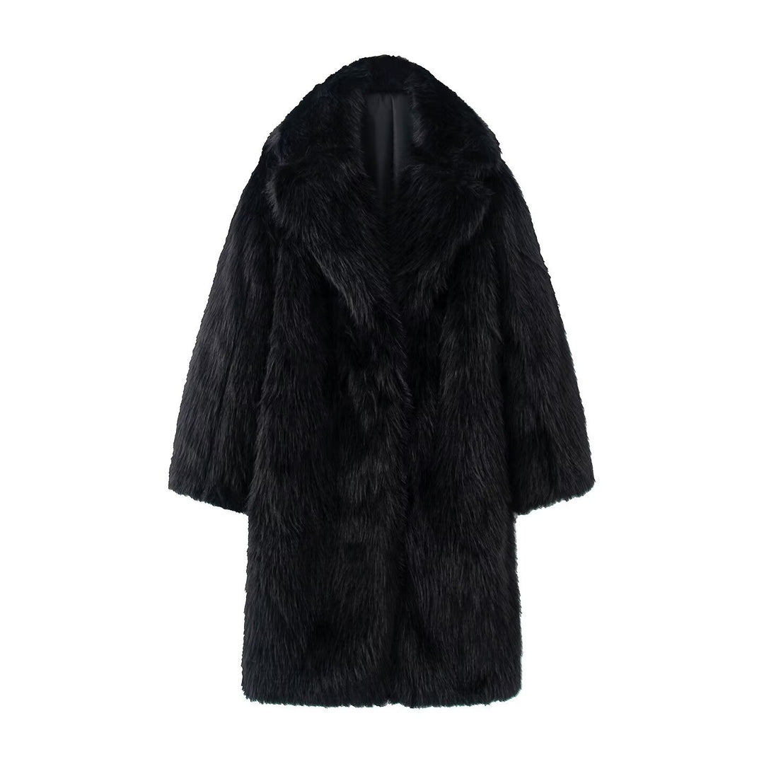 Damen Langer Oversize Kunstfellmantel mit voluminösem Schalkragen Shop Nory