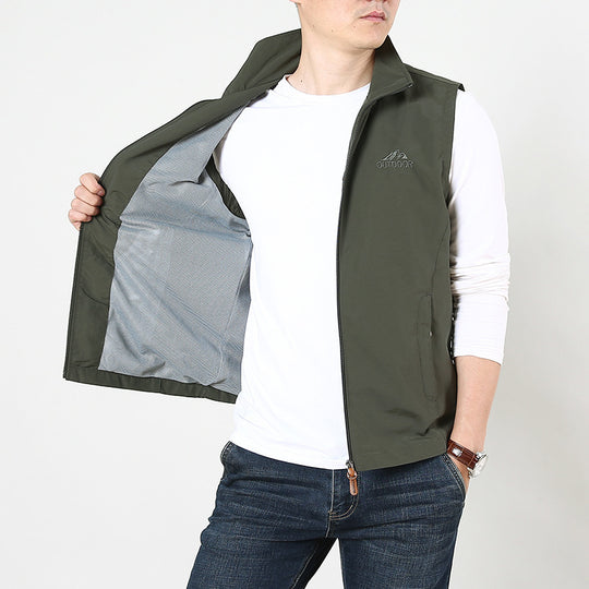 Herren Leichte windabweisende Outdoor-Weste mit Stehkragen und durchgehendem Reißverschluss Shop Nory