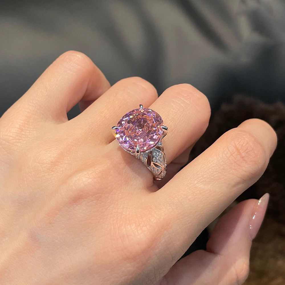 Damen Eleganter Ring mit pinkem Edelstein Shop Nory