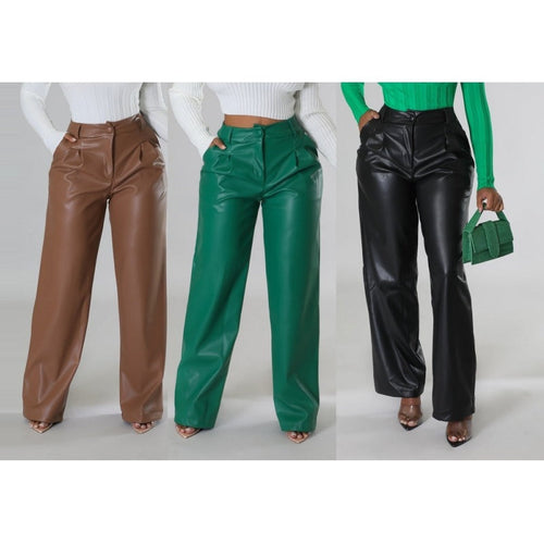Damen Elegante und stilvolle Kunstlederhose