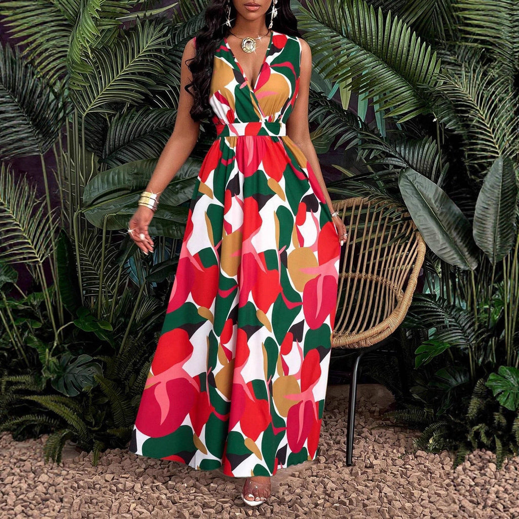 Damen Maxi-Kleid mit elegantem V-Ausschnitt Shopnory