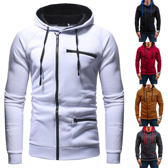 Herren Kapuzenjacke mit modernem Reißverschluss und kontrastiven Details