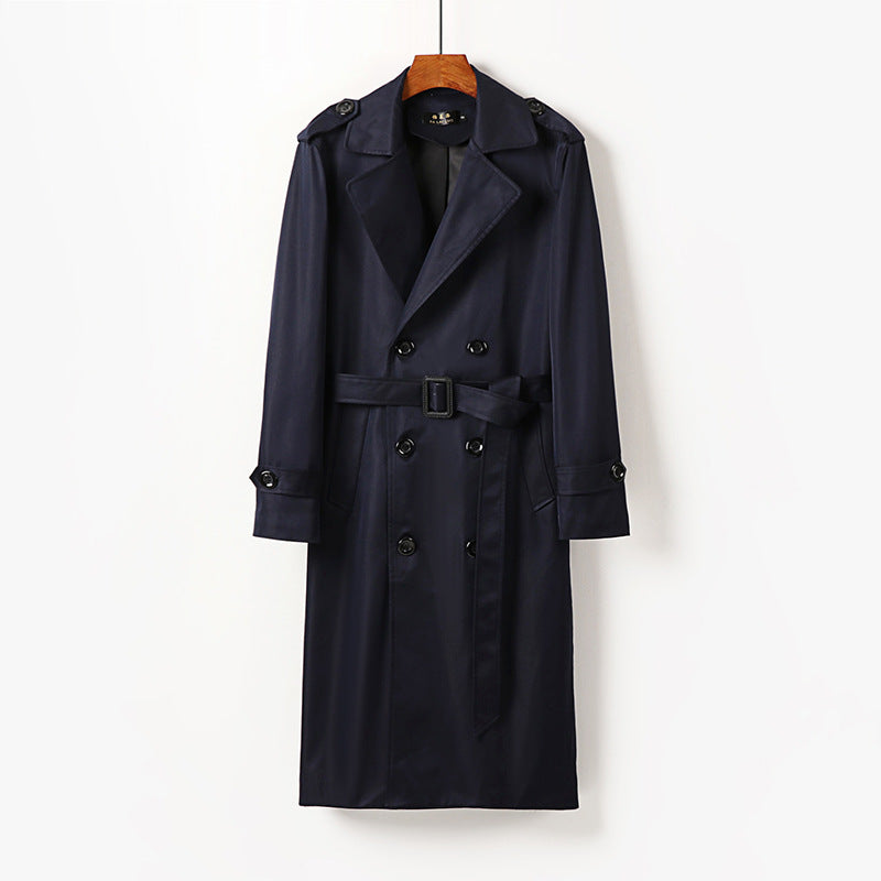 Herren Wasserabweisender doppelt geknöpfter Trenchcoat mit Bindegürtel und Epauletten Shop Nory