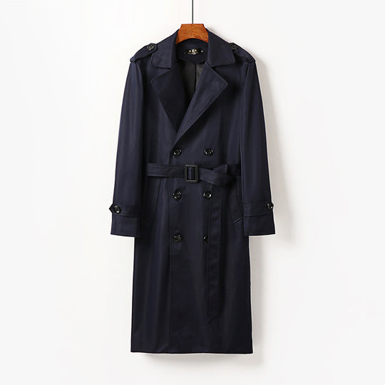 Herren Wasserabweisender doppelt geknöpfter Trenchcoat mit Bindegürtel und Epauletten Shop Nory