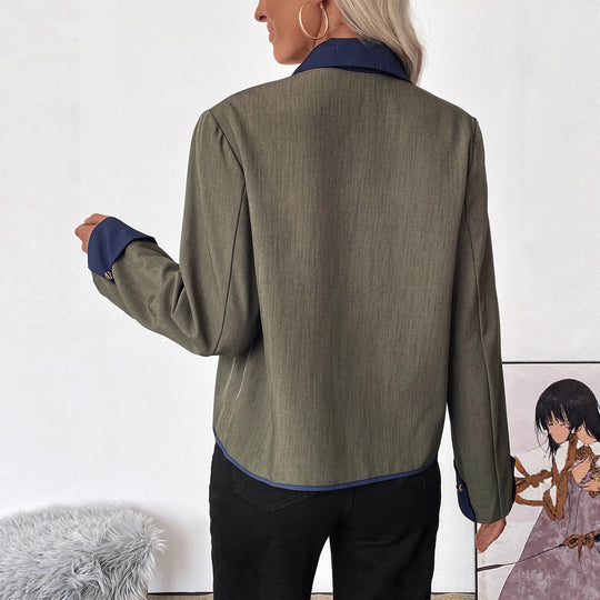 Damen Kurzblazer mit Kontrastpaspel, Umlegekragen und Zierknöpfen Shop Nory