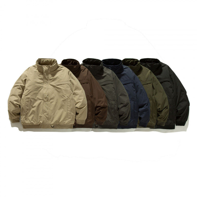 Unisex Boxy-wattierte Übergangsjacke mit hohem Stehkragen und Utility-Taschen Shop Nory