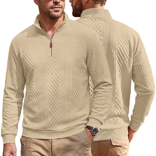 Herren Strickpullover mit halbem Reißverschluss und strukturierter Zopfoptik Shop Nory