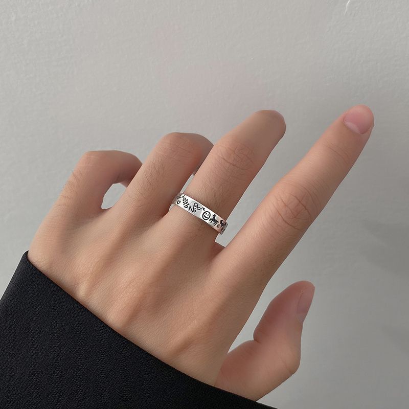 Damen verzierter Silberring mit kreativen Symbolen Shop Nory