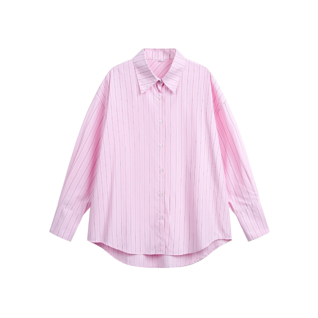 Damen Oversize-Hemdbluse mit feiner Nadelstreifenstruktur und abgerundetem Saum Shop Nory