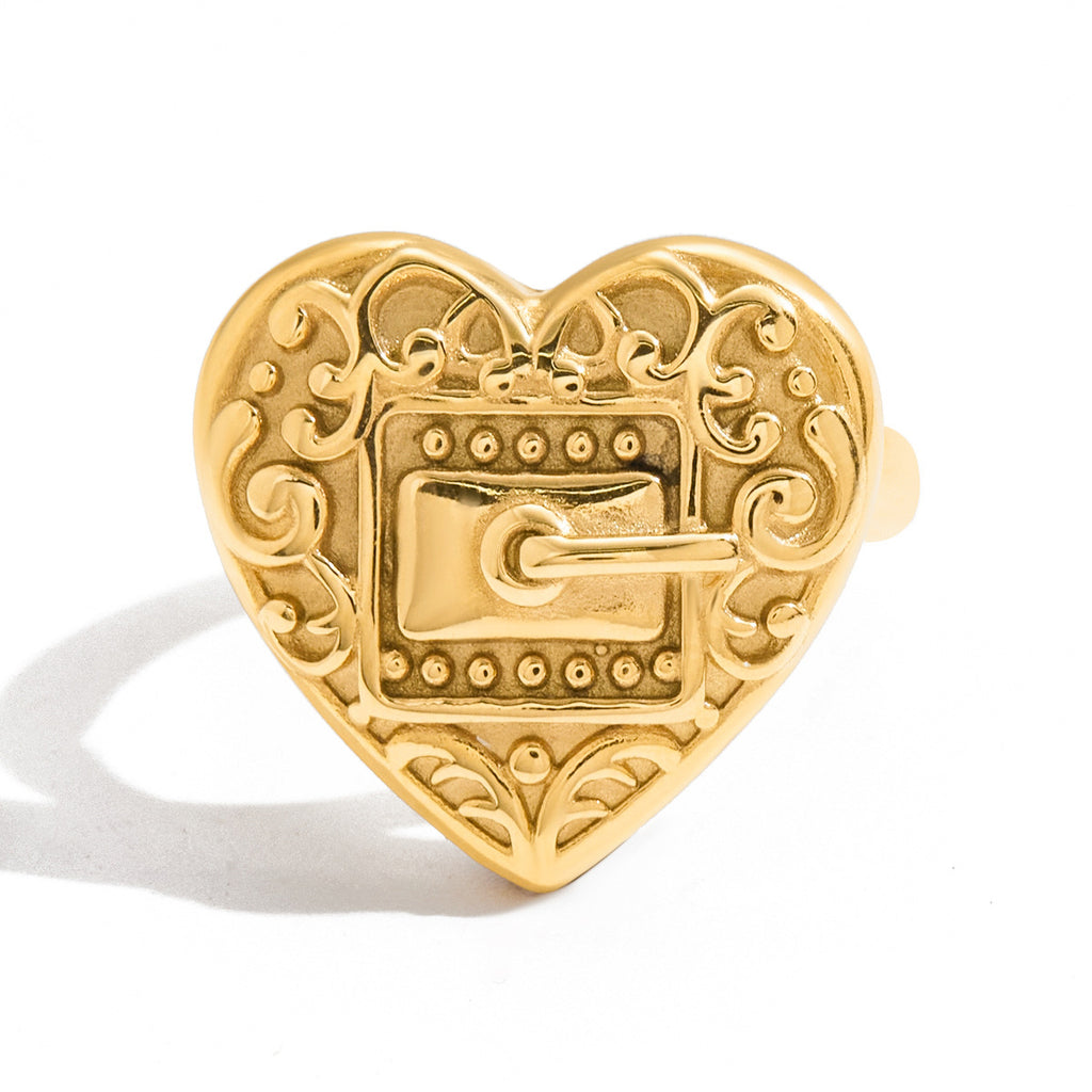 Damen exklusiver Ring mit Herz- und Kristallanhänger Shop Nory