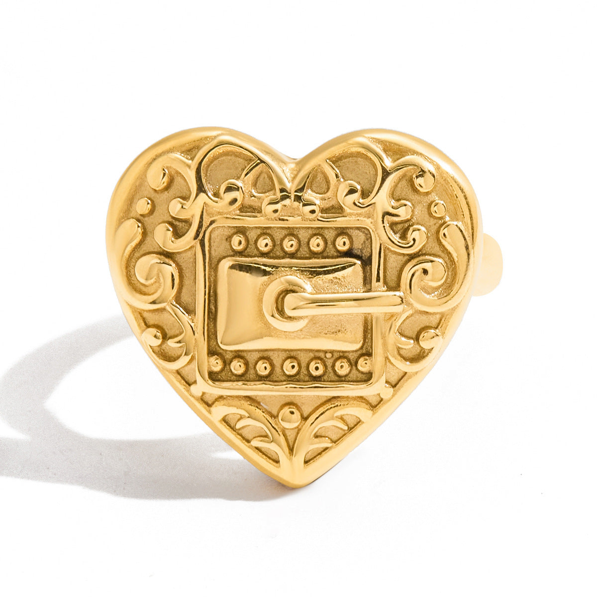 Damen exklusiver Ring mit Herz- und Kristallanhänger Shop Nory