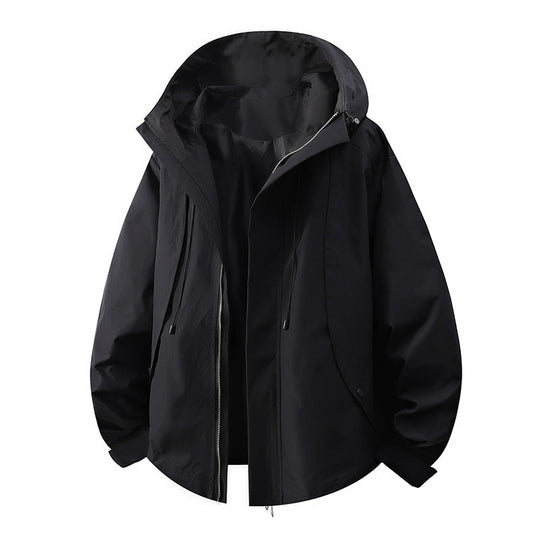 Damen winddichte Übergangsjacke mit Kapuze und verstellbarem Kordelzug