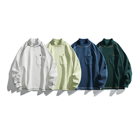 Unisex Oversize-Halbkragen-Sweatshirt mit Raglanärmeln und Brusttasche Shop Nory