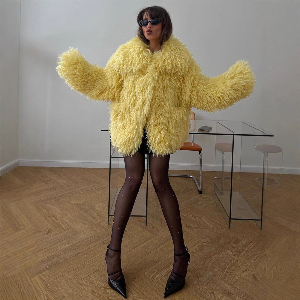 Damen Kunstpelzjacke