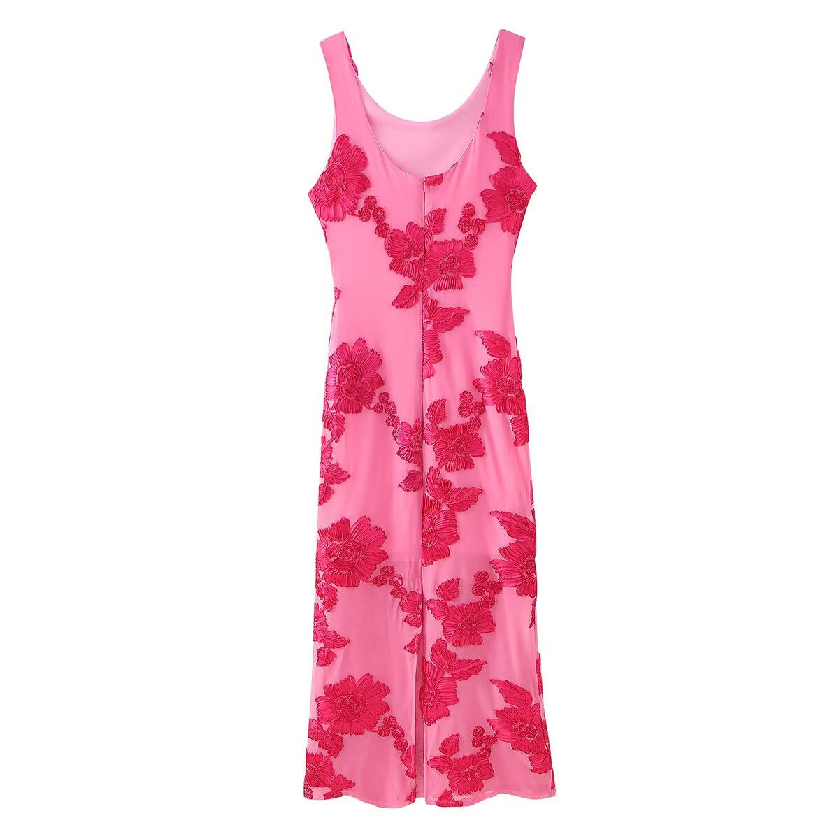 Damen Maxikleid mit floralem Stickmuster und elegantem Schnitt
