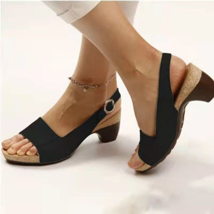 Damen Komfortable Absatzsandalen mit anatomischem Fußbett und elegantem Riemen