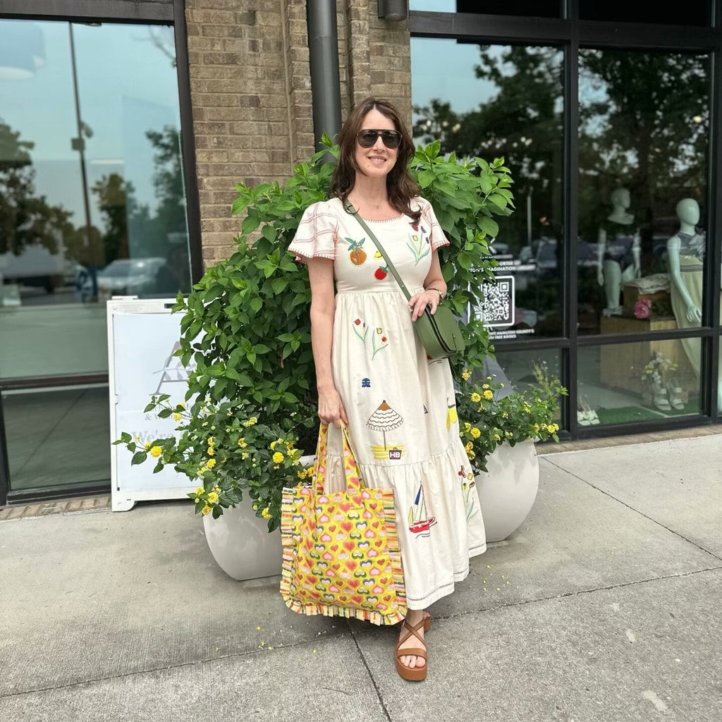 Damen Sommerkleid mit buntem Stickdesign und lockerem Schnitt