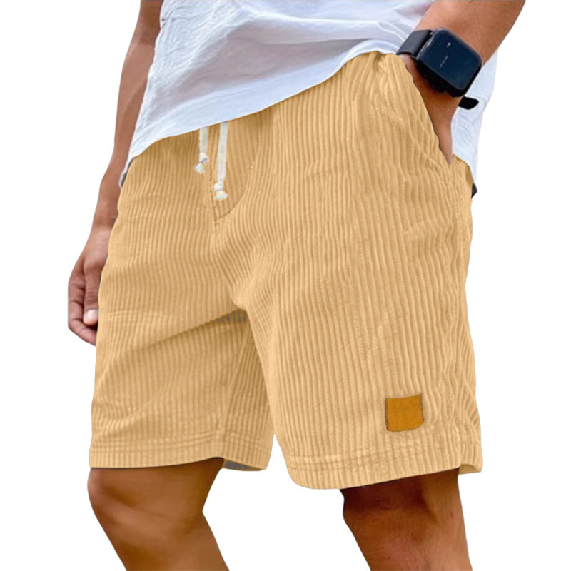 Herren nan Feincord-Shorts mit elastischem Tunnelzugbund, Kordelzug und tiefen Eingrifftaschen Shopnory