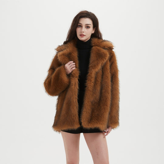 Damen Boxy-Kurzmantel aus dichtem langfaserigem Kunstpelz mit offener Front Shop Nory