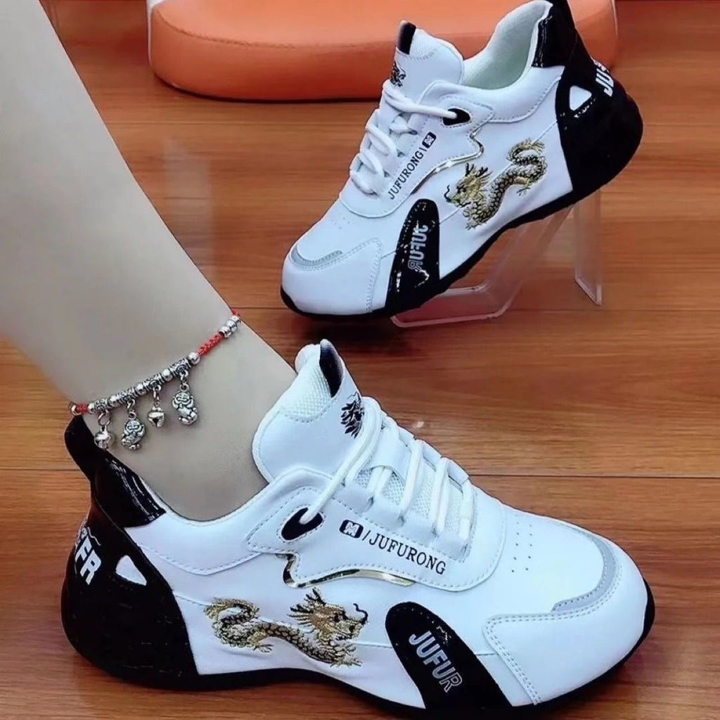 Damen Sportliche Sneakers mit trendigem Drachenmuster