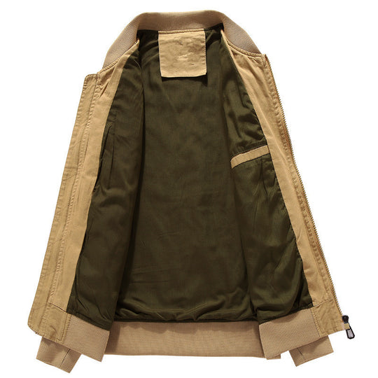 Herren Canvas-Field-Bomberjacke mit bestickten Patches und Ärmel-Utilitytasche Shop Nory