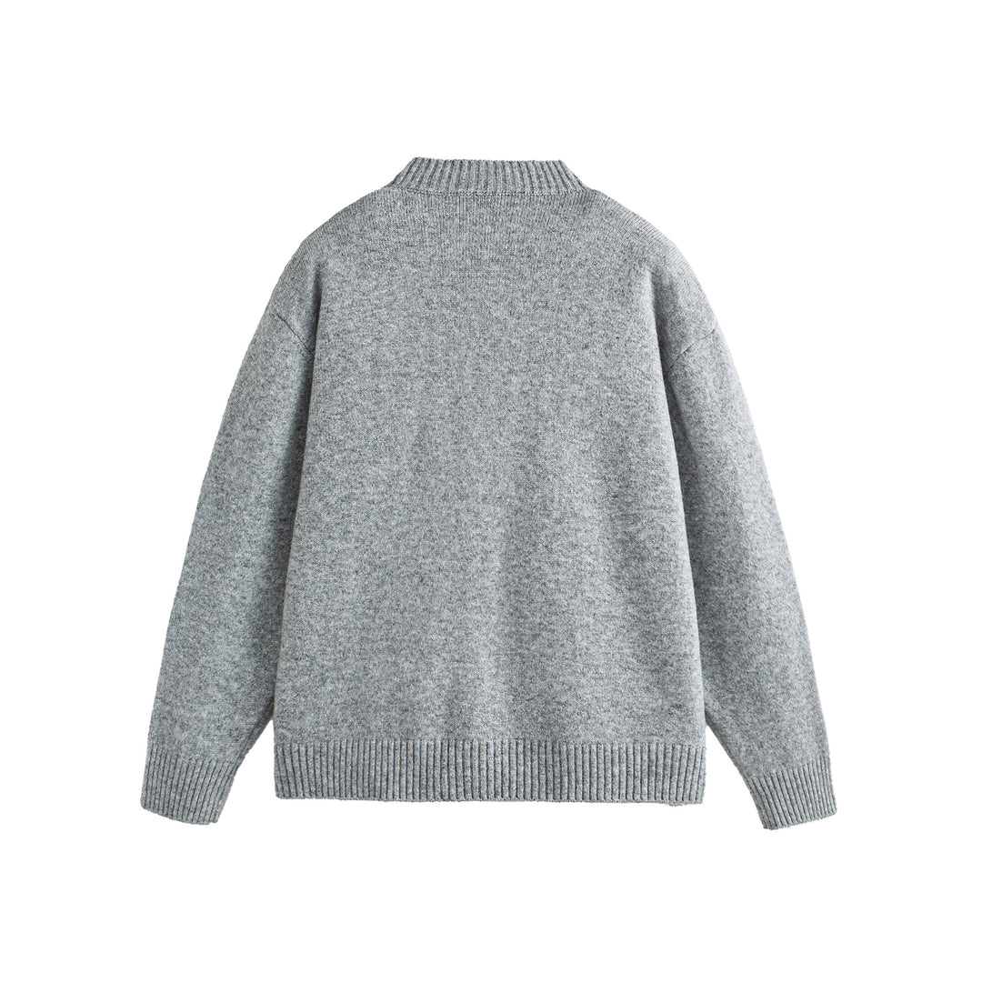 Unisex Grobgestrickte Boxy-Strickjacke mit Knopfleiste, Rundhalsausschnitt und aufgesetzten Taschen Shop Nory