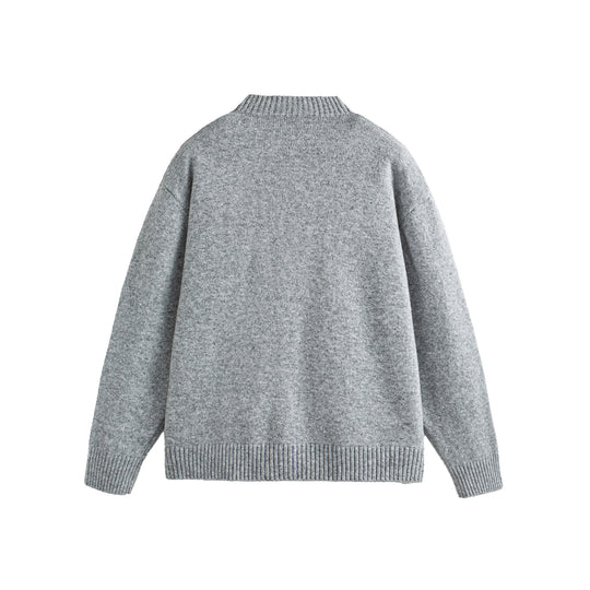 Unisex Grobgestrickte Boxy-Strickjacke mit Knopfleiste, Rundhalsausschnitt und aufgesetzten Taschen Shop Nory