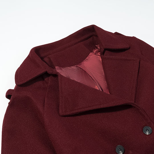 Damen Maxilanger Wollmix-Trenchcoat mit Schulterpasse, Bindegürtel und Krempelärmeln Shop Nory