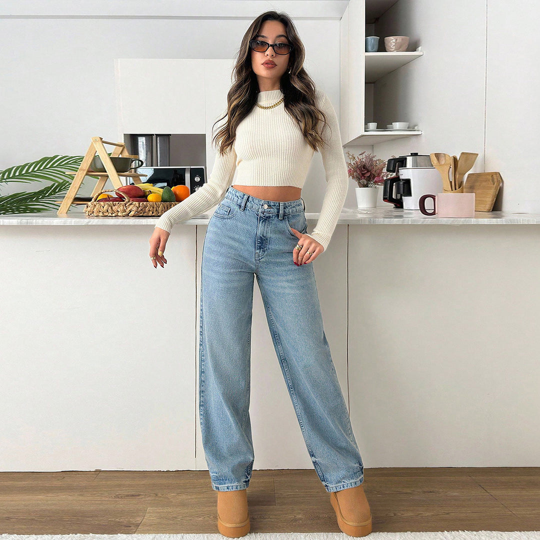 Damen Relaxed-Fit High‑Waist Jogger-Jeans mit elastischem Knöchelabschluss Shop Nory