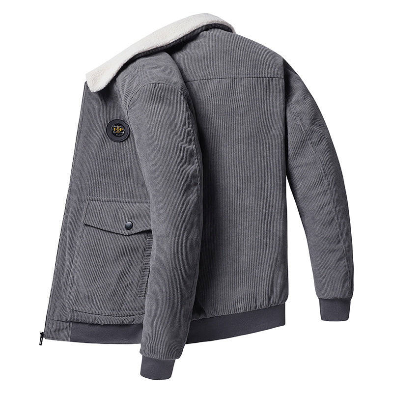 Herren Cordjacke im Bomberstil mit Teddykragen und wattierter Innenfütterung Shop Nory