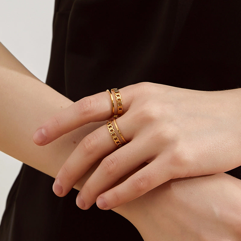 Damen Metallring mit eleganten Kettenelementen Shop Nory