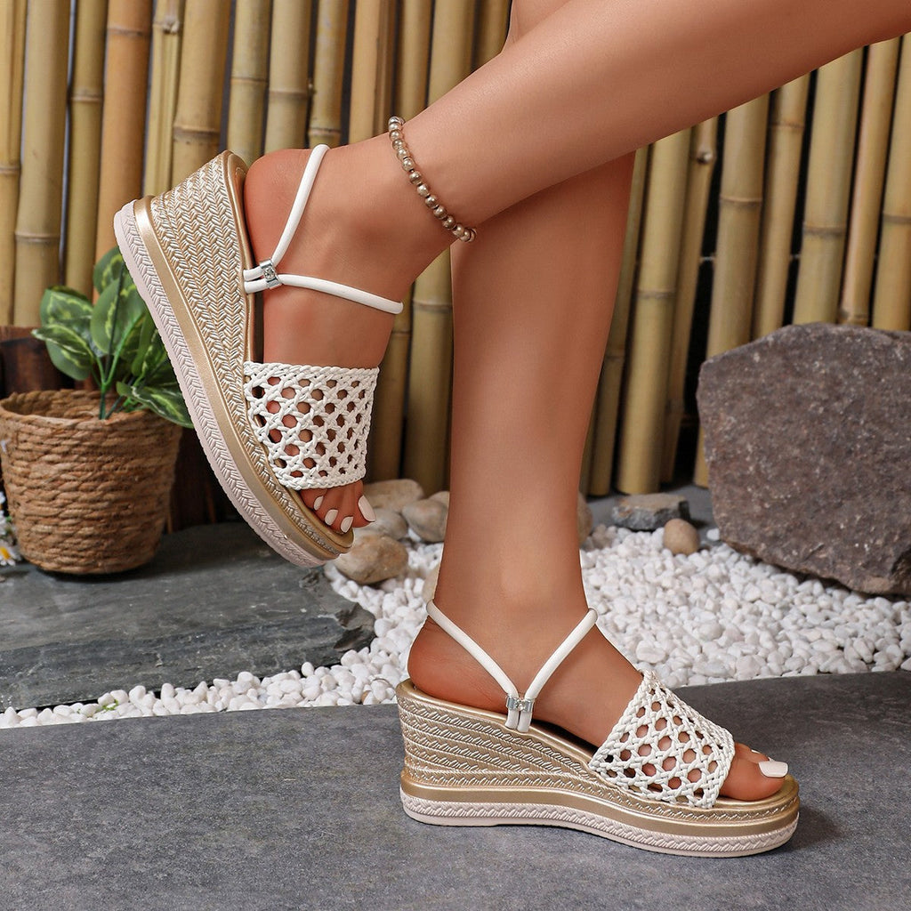 Damen modische Keil-Sandalen mit Netzdesign