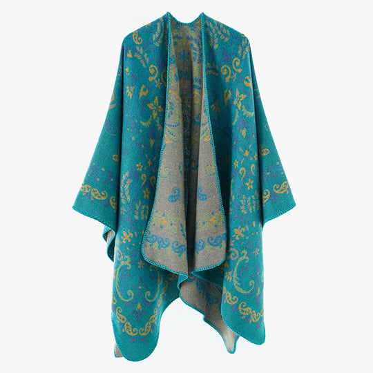 Damen Wendbarer Jacquard-Cape-Überwurf mit ornamentaler Struktur Shop Nory