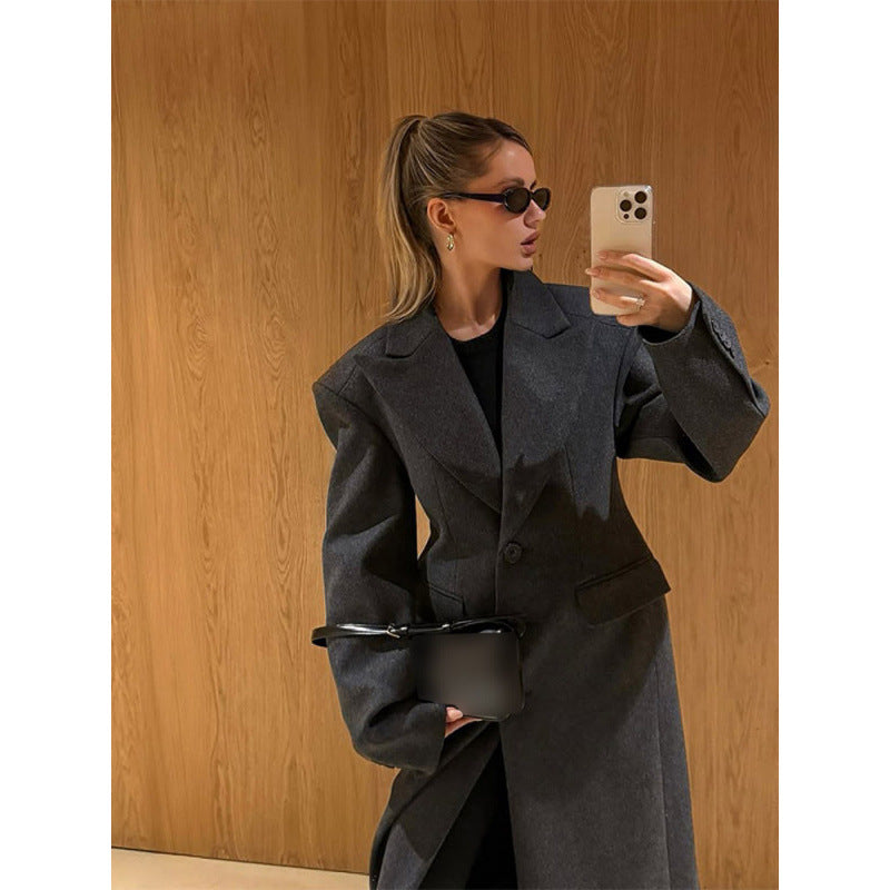 Damen Maxi-Wollmantel mit Oversized-Schnitt und strukturierter Schulterpartie Shop Nory