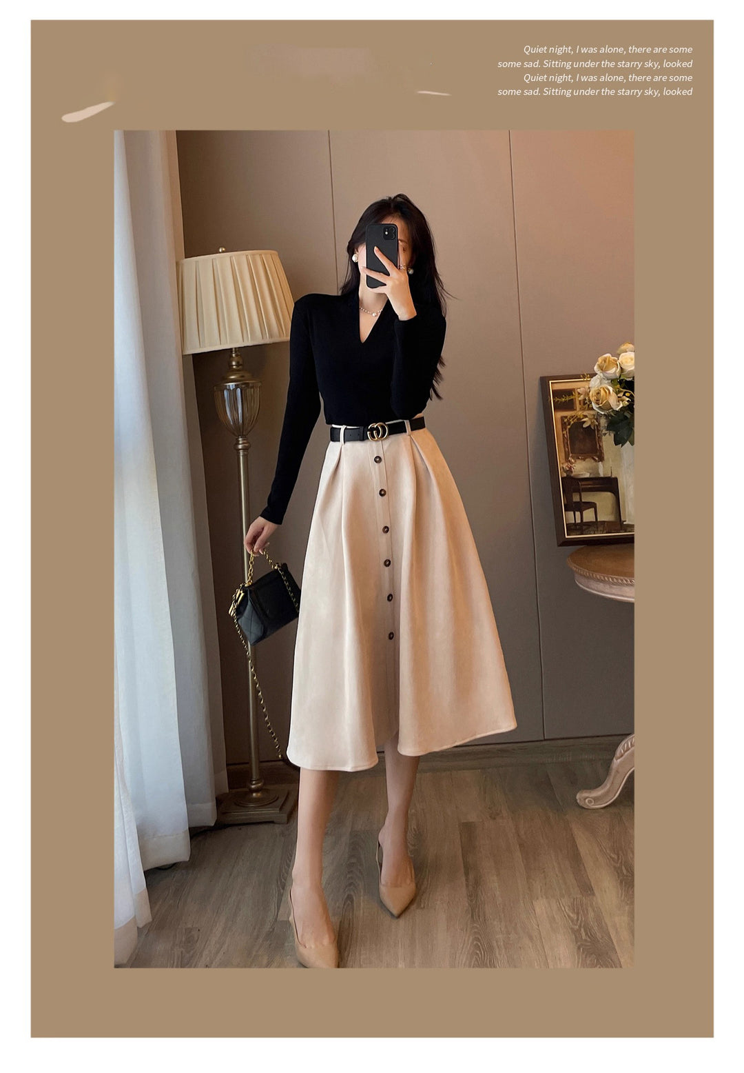 Damen Elegantes Midikleid mit Knopfleiste Shop Nory